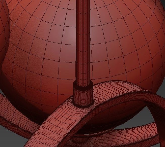 Chandelier gold pendant light with three glass globes 3D model_6