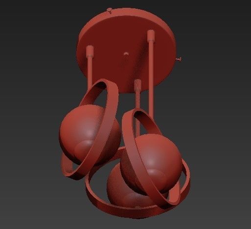 Chandelier gold pendant light with three glass globes 3D model_2