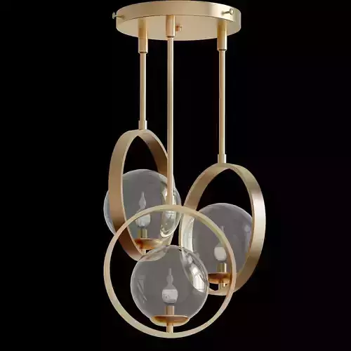 Chandelier gold pendant light with three glass globes