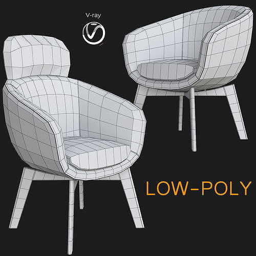 Armchair 10 pieces 3d model Low-poly 3D model 6