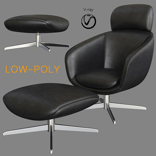 Armchair 10 pieces 3d model Low-poly 3D model 5