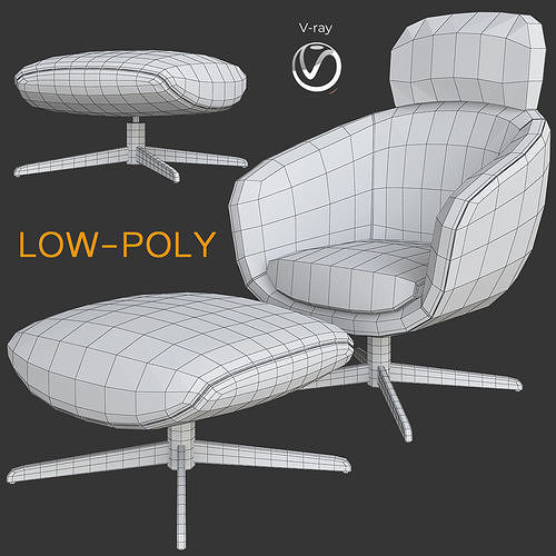Armchair 10 pieces 3d model Low-poly 3D model 4