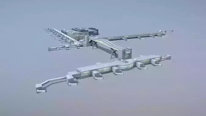 Airport Terminal EGKK North Terminal Gatwick Airport Low-poly 3D model