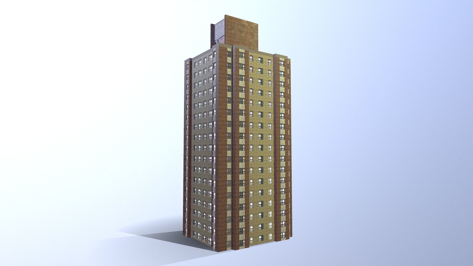 Multi-story building  Low-poly 3D model Low-poly 3D model_4