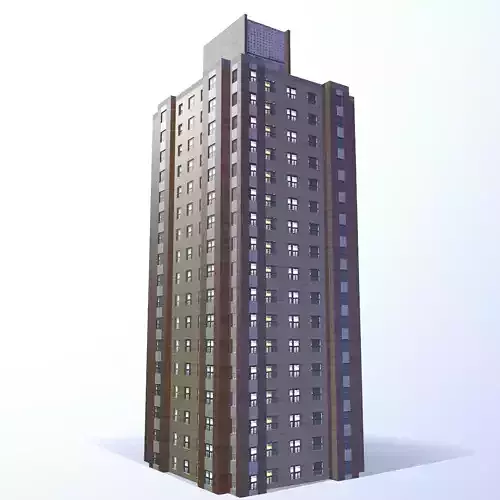 Multi-story building  Low-poly 3D model
