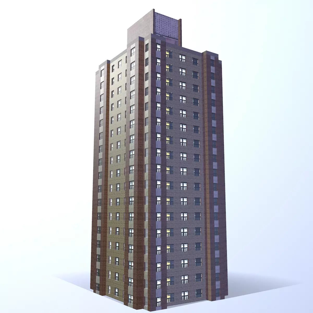Multi-story building  Low-poly 3D model Low-poly 3D model_0