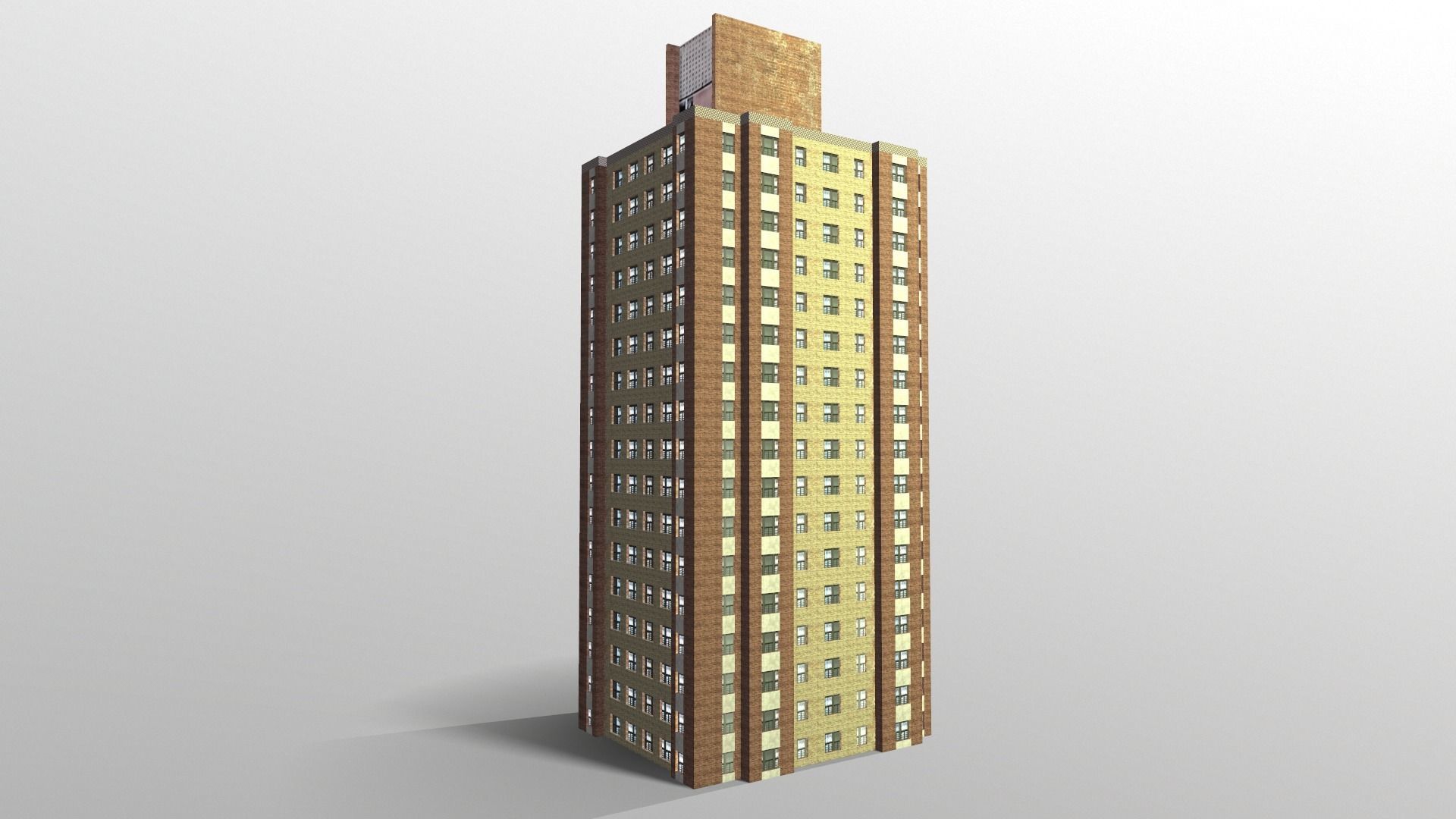 Multi-story building  Low-poly 3D model Low-poly 3D model_2