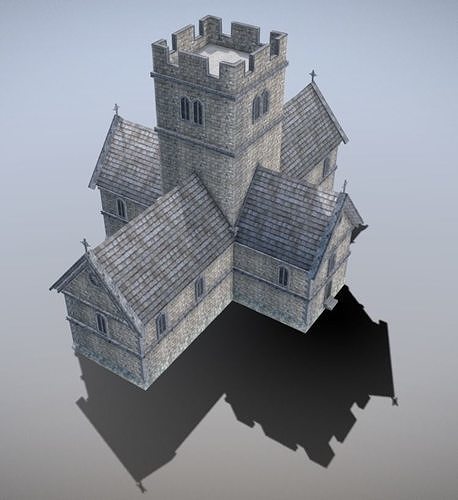 Medieval English Church Low-poly 3D model 6