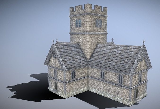 Medieval English Church Low-poly 3D model 5