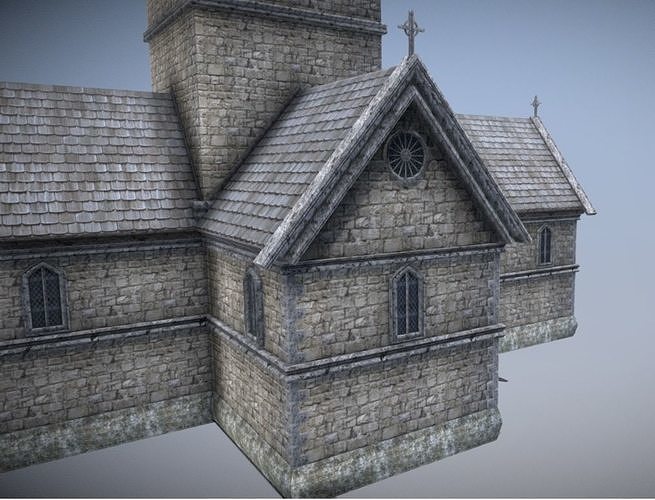 Medieval English Church Low-poly 3D model 3