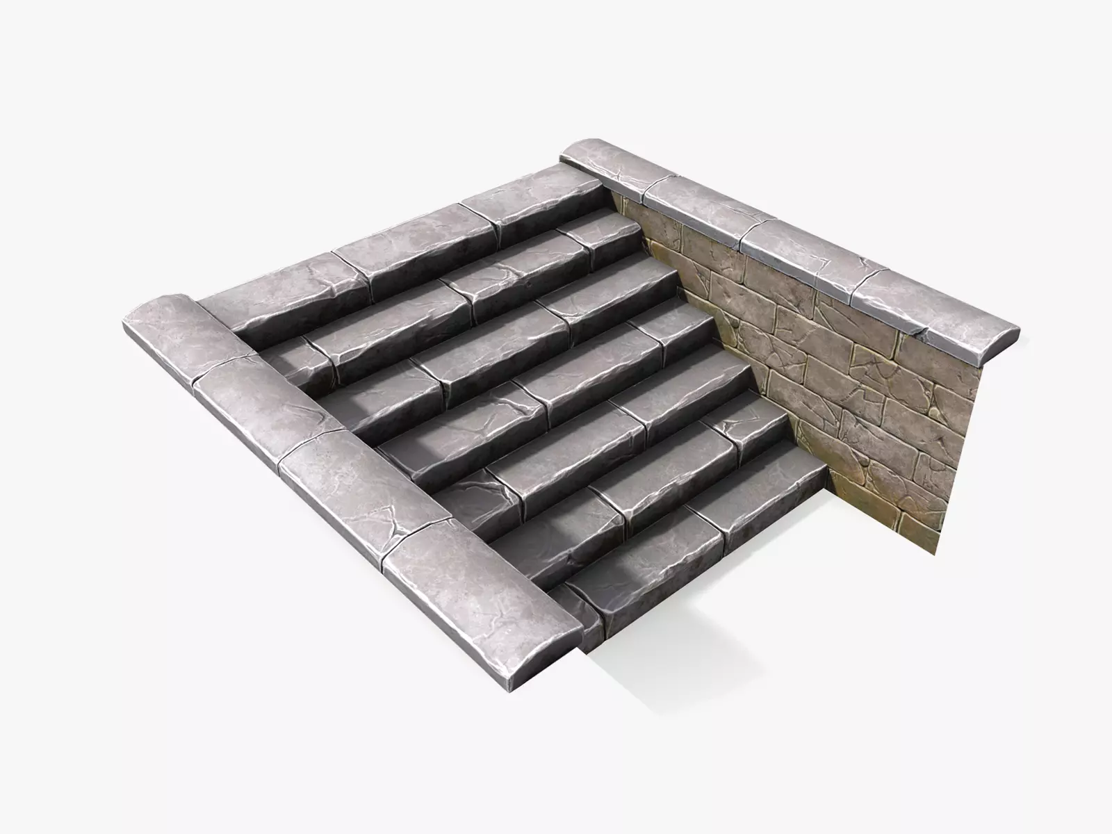 Stylized Stone Stairs Low-poly 3D model