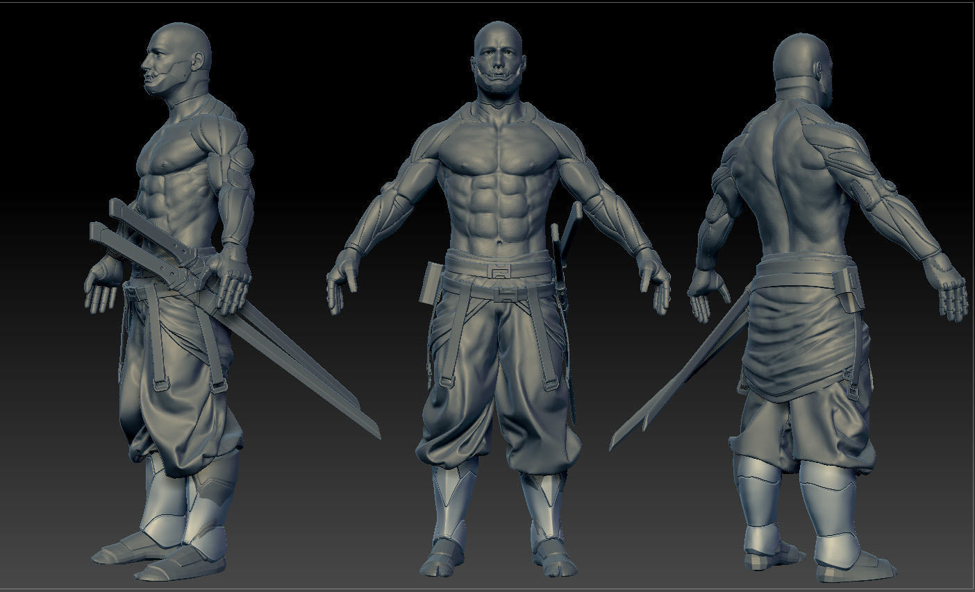 Cyborg Yasha rigged Low-poly 3D model_5