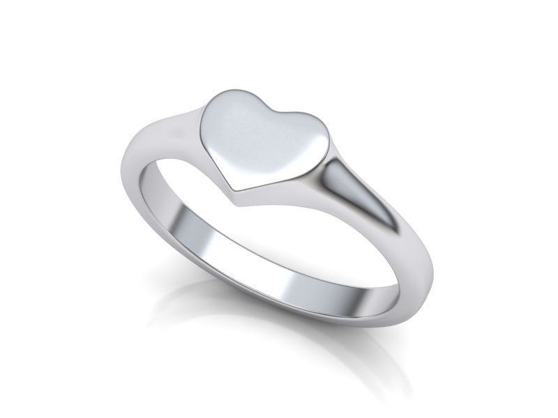 Heart Signet ring Solid and Hollowed version 3dmodel  3D print model_20