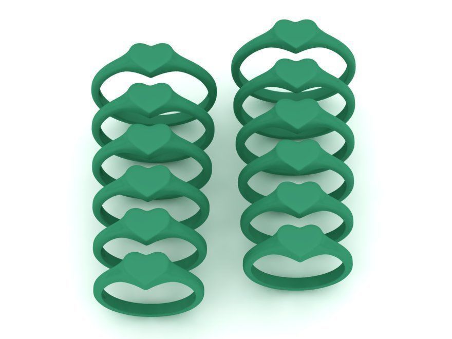 Heart Signet ring Solid and Hollowed version 3dmodel  3D print model_5