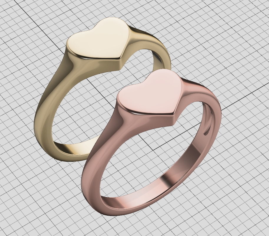 Heart Signet ring Solid and Hollowed version 3dmodel  3D print model_23