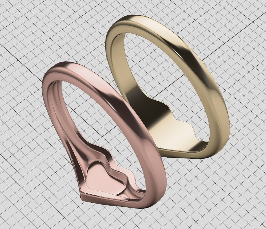 Heart Signet ring Solid and Hollowed version 3dmodel  3D print model_4