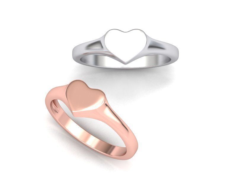 Heart Signet ring Solid and Hollowed version 3dmodel  3D print model_2