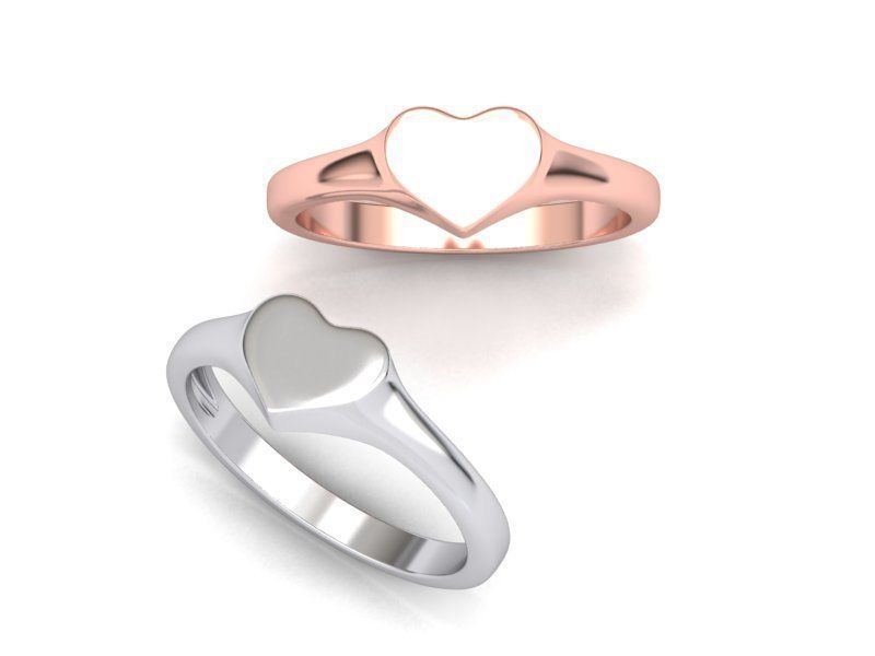 Heart Signet ring Solid and Hollowed version 3dmodel  3D print model_1