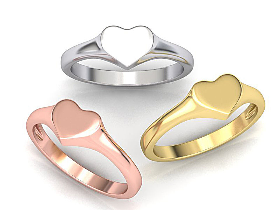 Heart Signet ring Solid and Hollowed version 3dmodel  3D print model_13