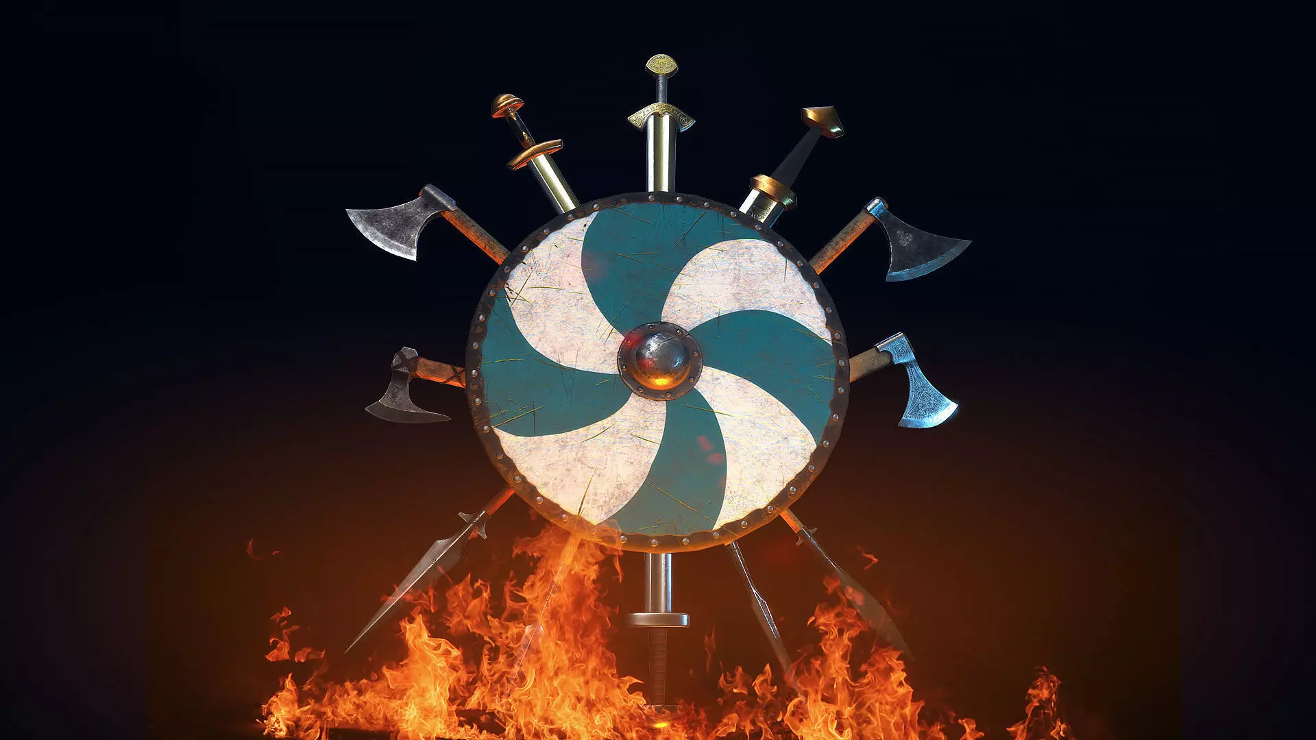 Viking Weapons and Shields Game Ready Models Low-poly 3D model