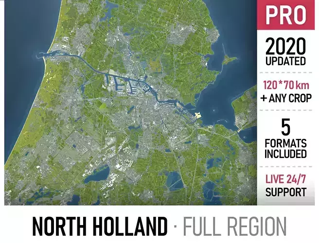 North Holland - full region Low-poly 3D model