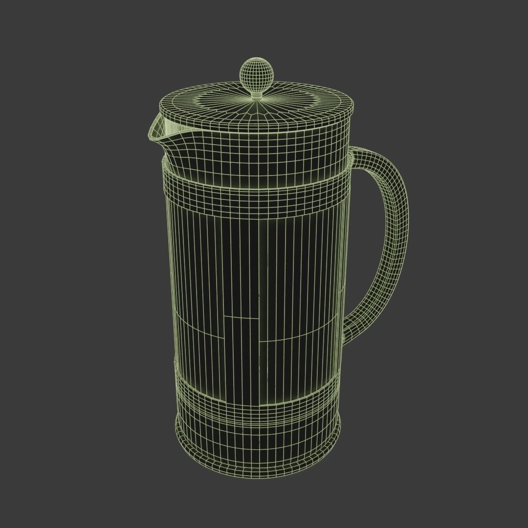 French Press Low-poly 3D model_13