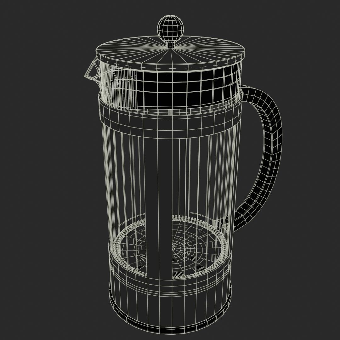 French Press Low-poly 3D model_9