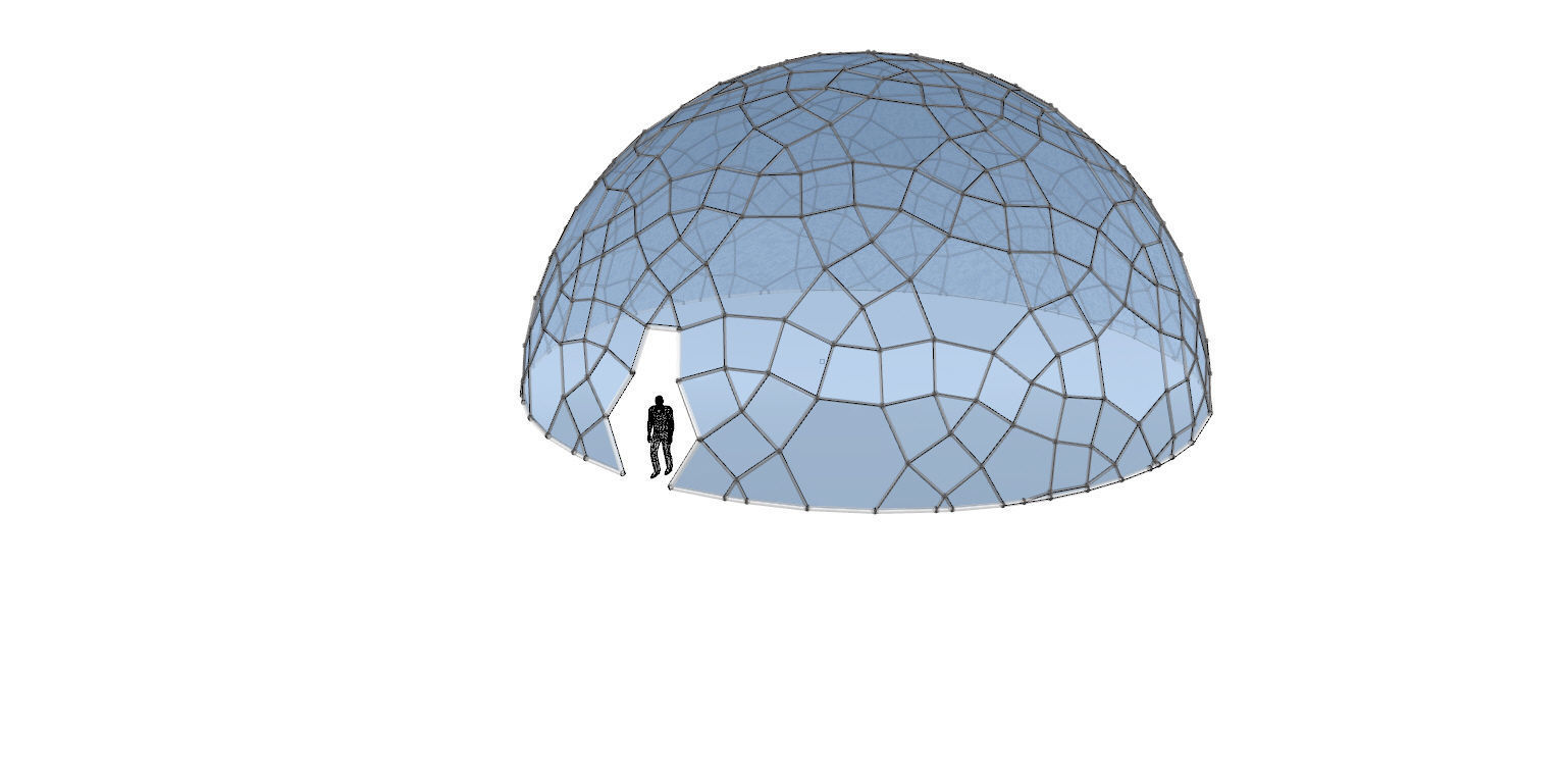 Geodesic Dome like structure with glass panels 3D model_15