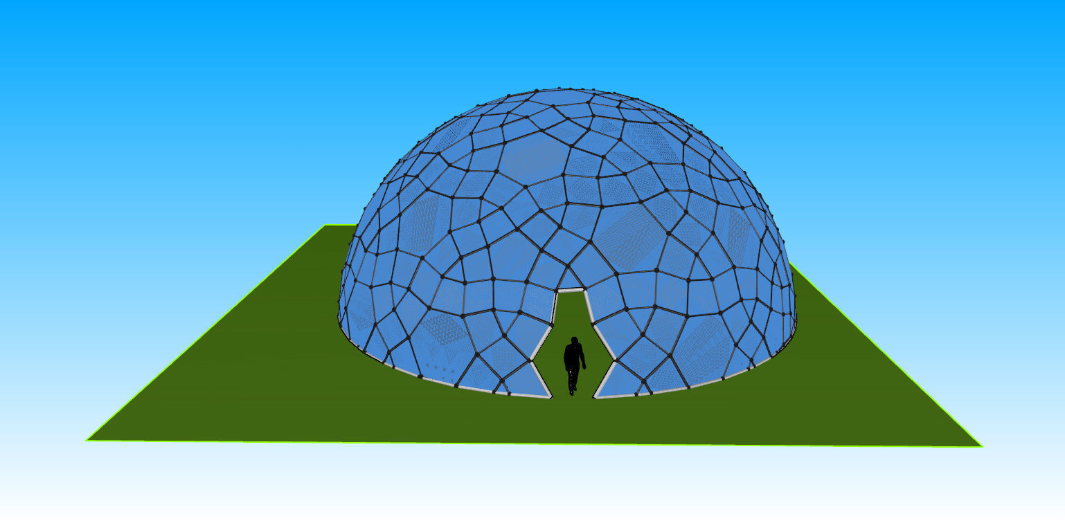 Geodesic Dome like structure with glass panels 3D model_12