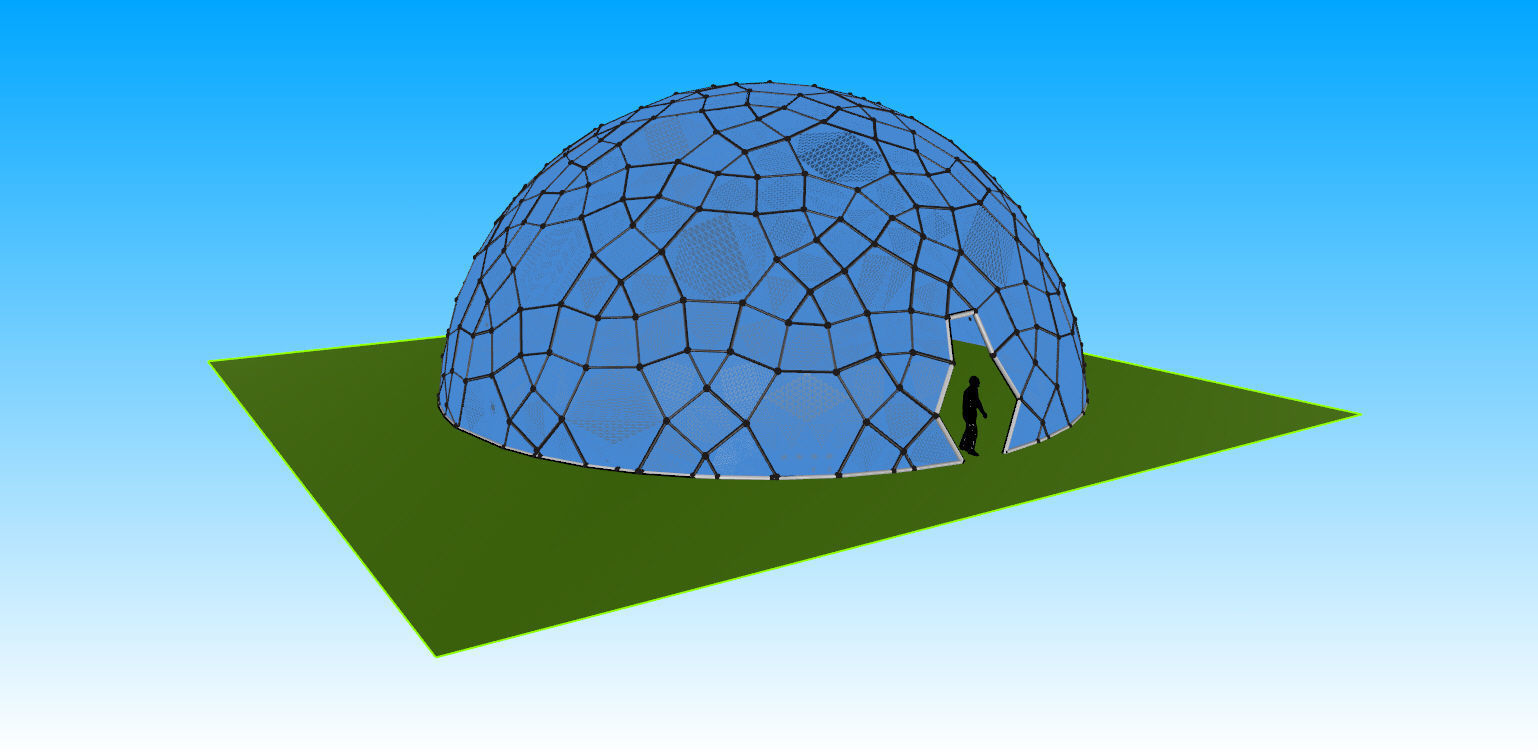 Geodesic Dome like structure with glass panels 3D model_10