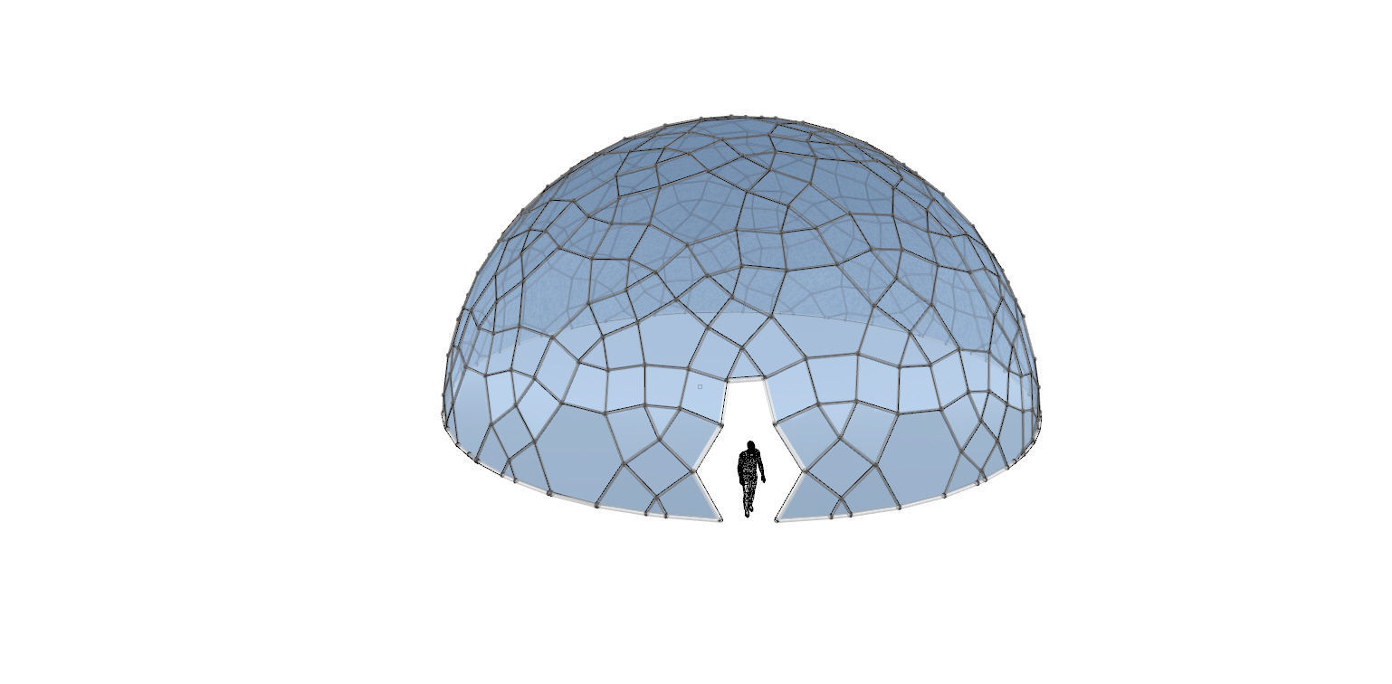 Geodesic Dome like structure with glass panels 3D model_13