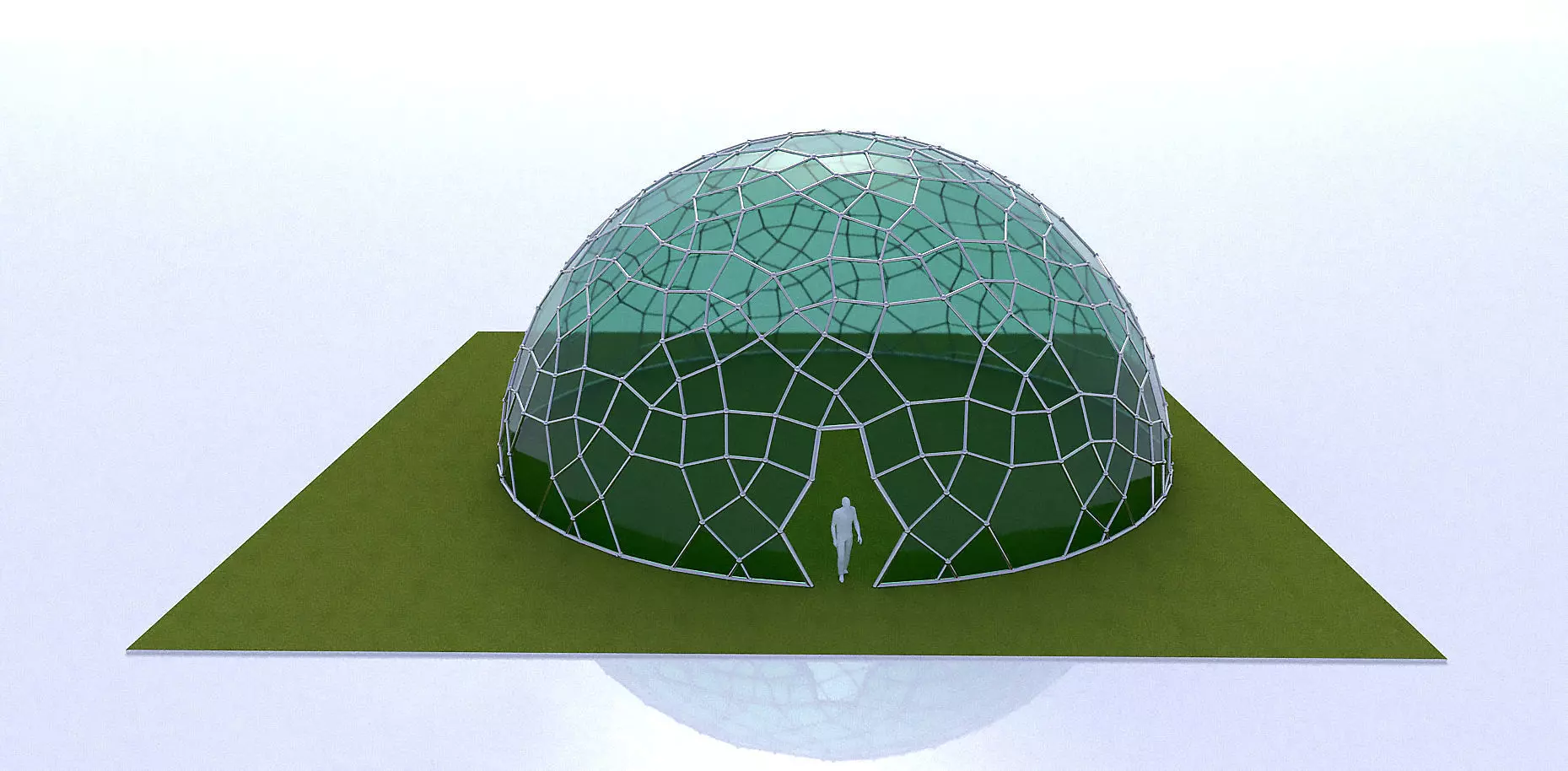 Geodesic Dome like structure with glass panels 3D model_0