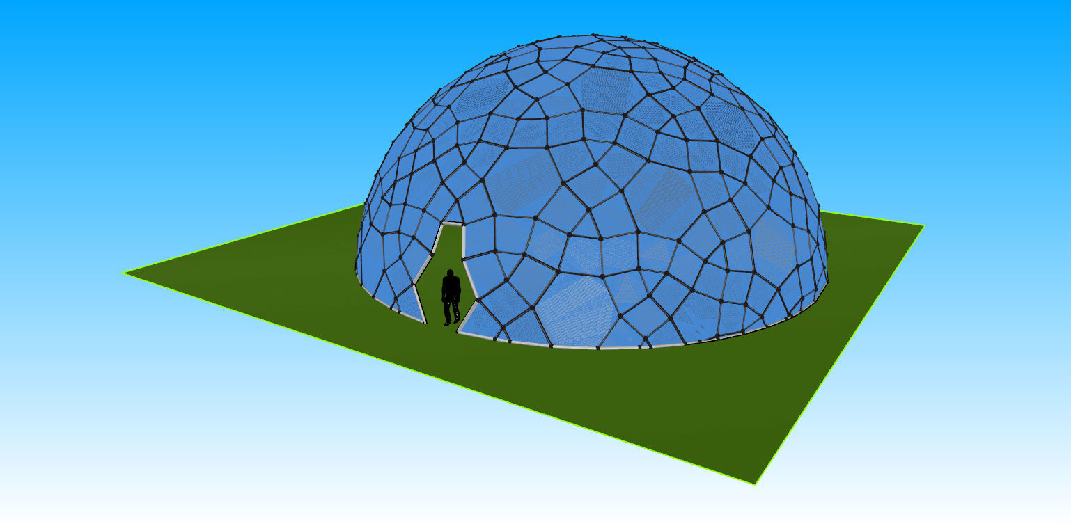 Geodesic Dome like structure with glass panels 3D model_14
