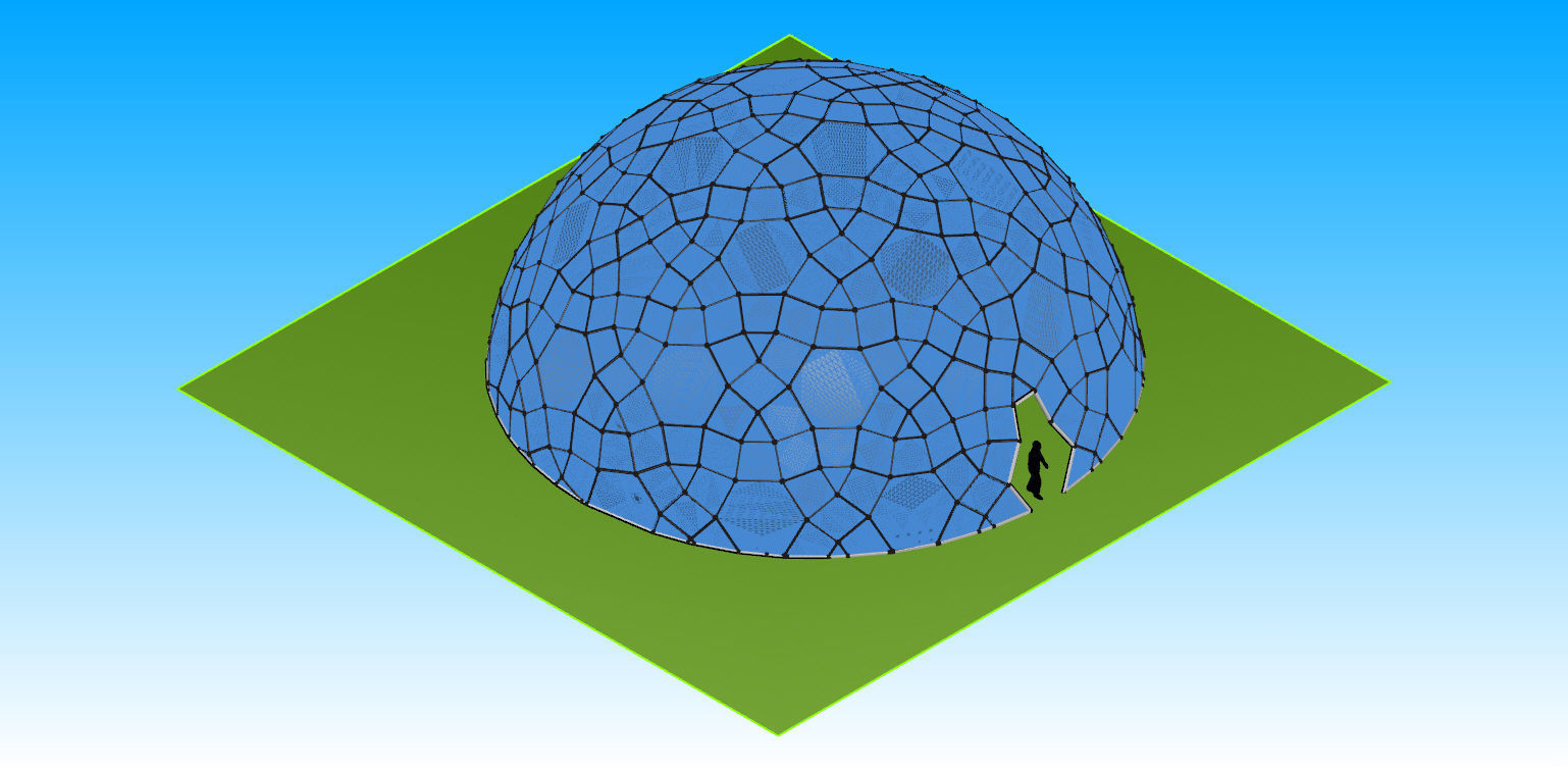 Geodesic Dome like structure with glass panels 3D model_28