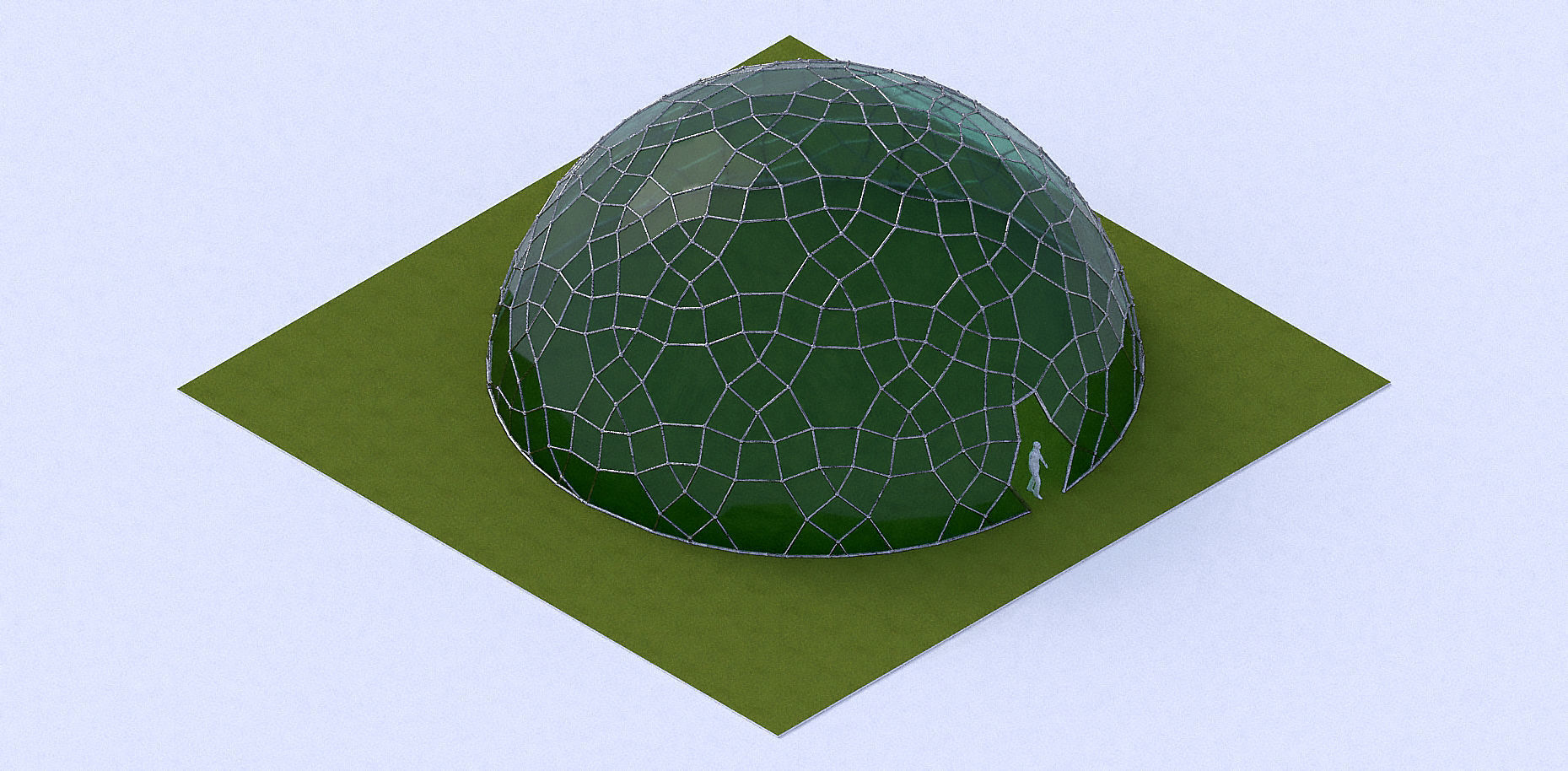 Geodesic Dome like structure with glass panels 3D model_9