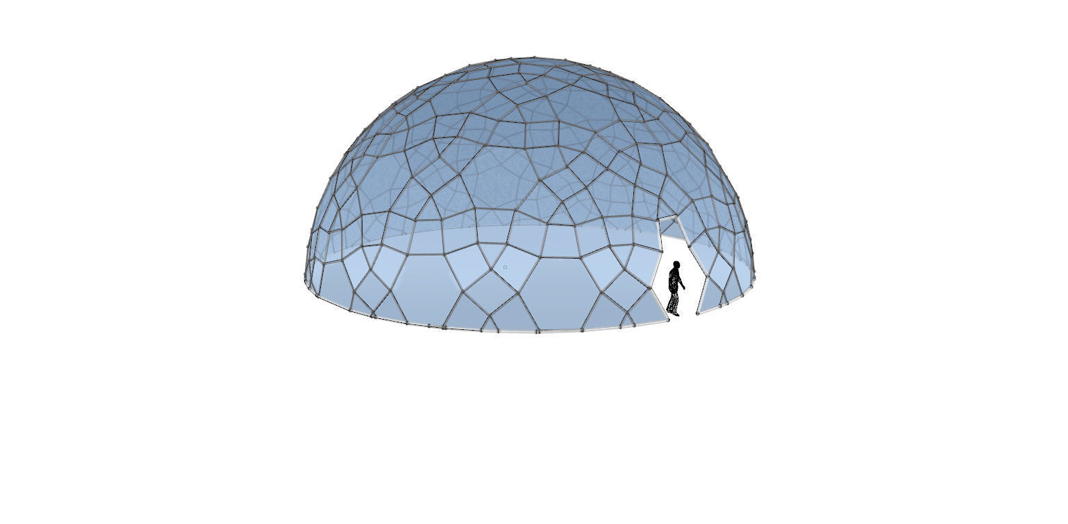 Geodesic Dome like structure with glass panels 3D model_11