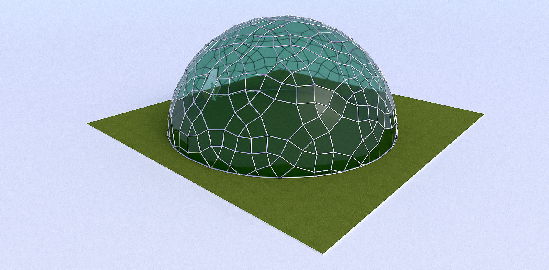 Geodesic Dome like structure with glass panels 3D model_4
