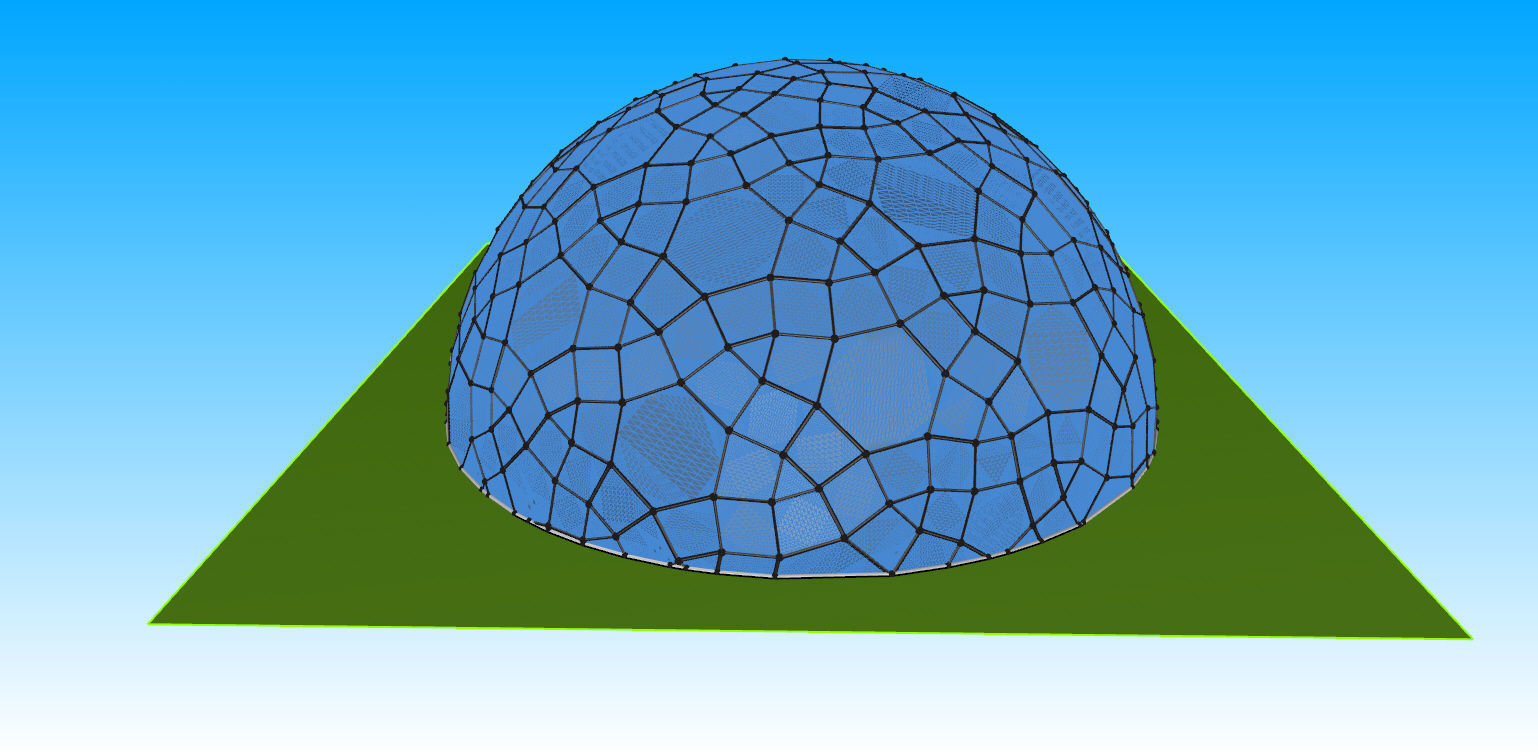 Geodesic Dome like structure with glass panels 3D model_16