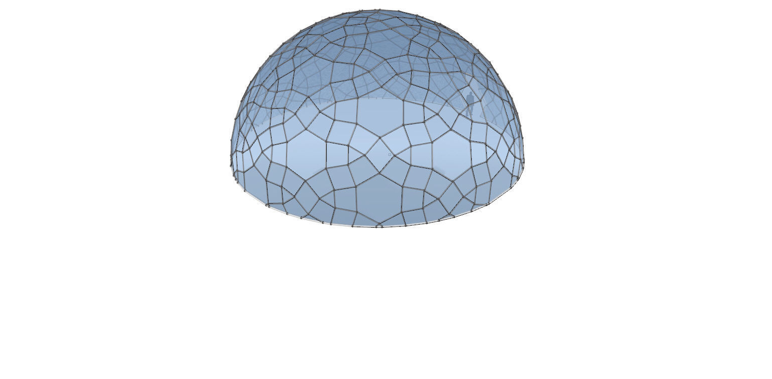 Geodesic Dome like structure with glass panels 3D model_23