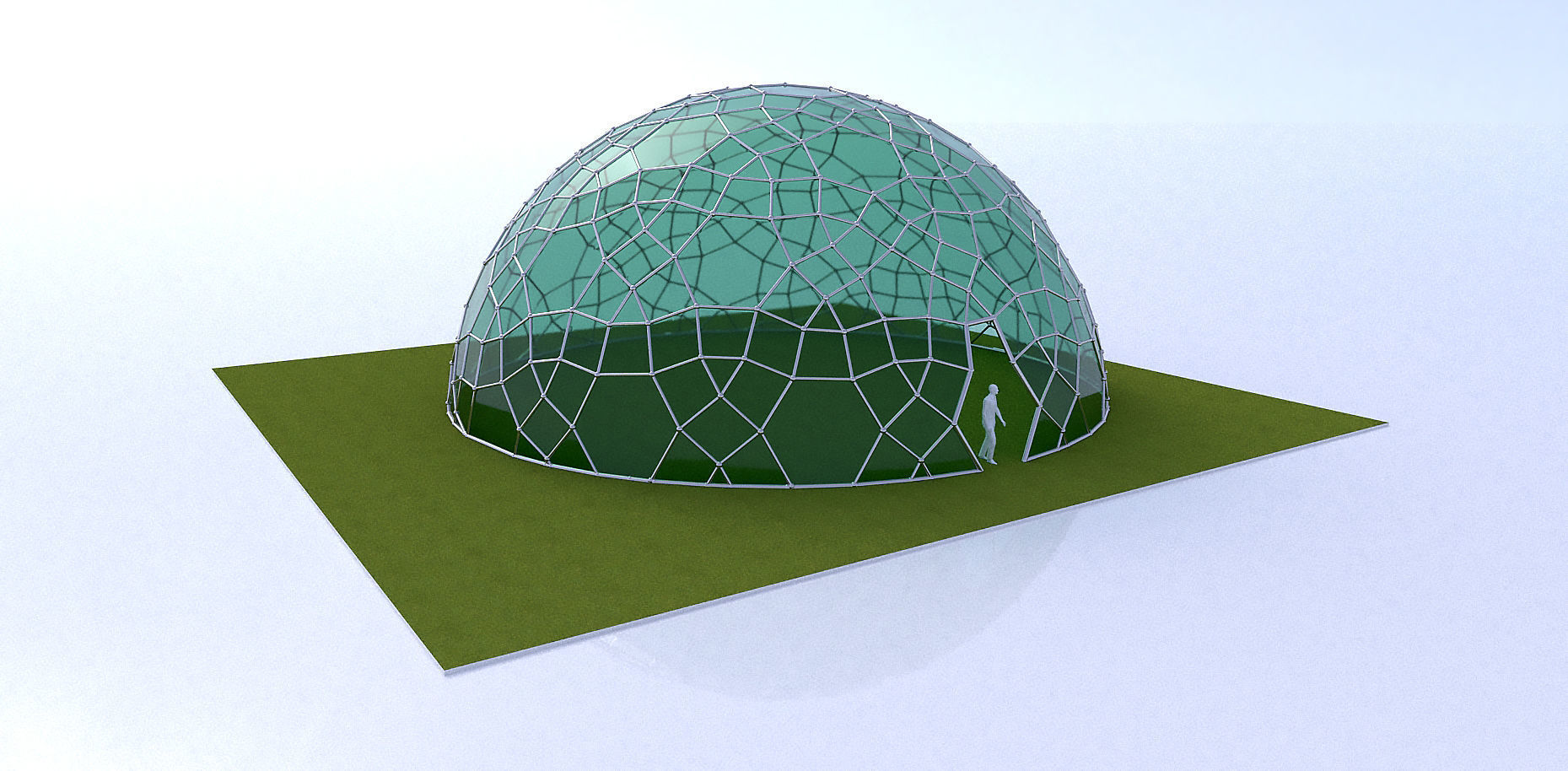 Geodesic Dome like structure with glass panels 3D model_1