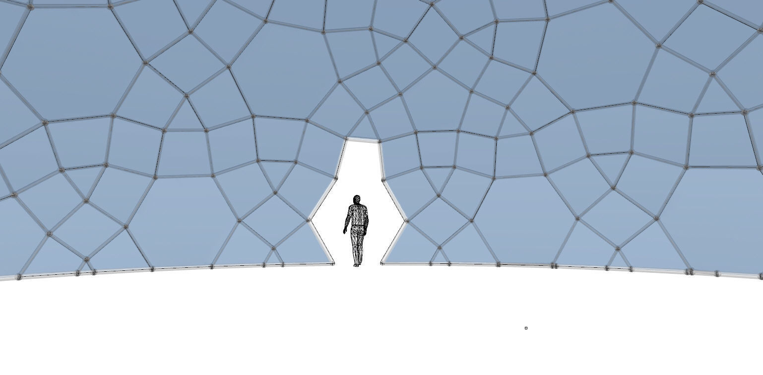 Geodesic Dome like structure with glass panels 3D model_27