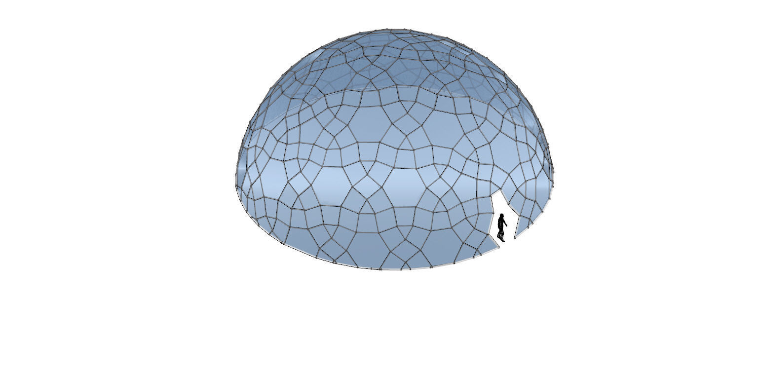 Geodesic Dome like structure with glass panels 3D model_29