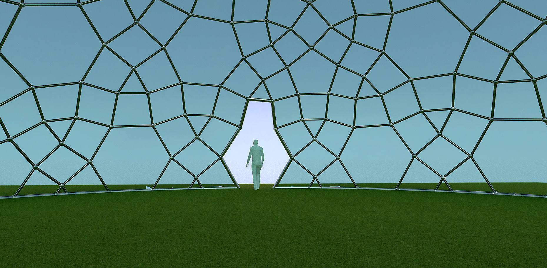 Geodesic Dome like structure with glass panels 3D model_8