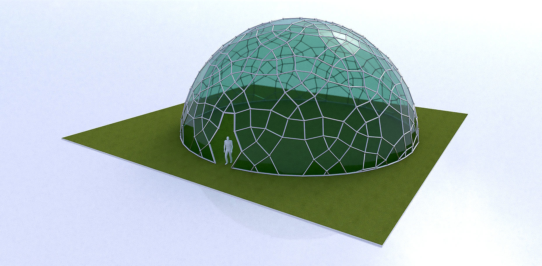 Geodesic Dome like structure with glass panels 3D model_2