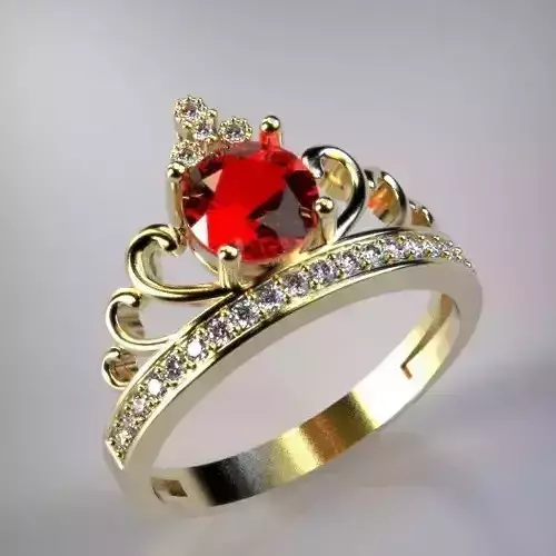 Crown ring Silver Gold  Print