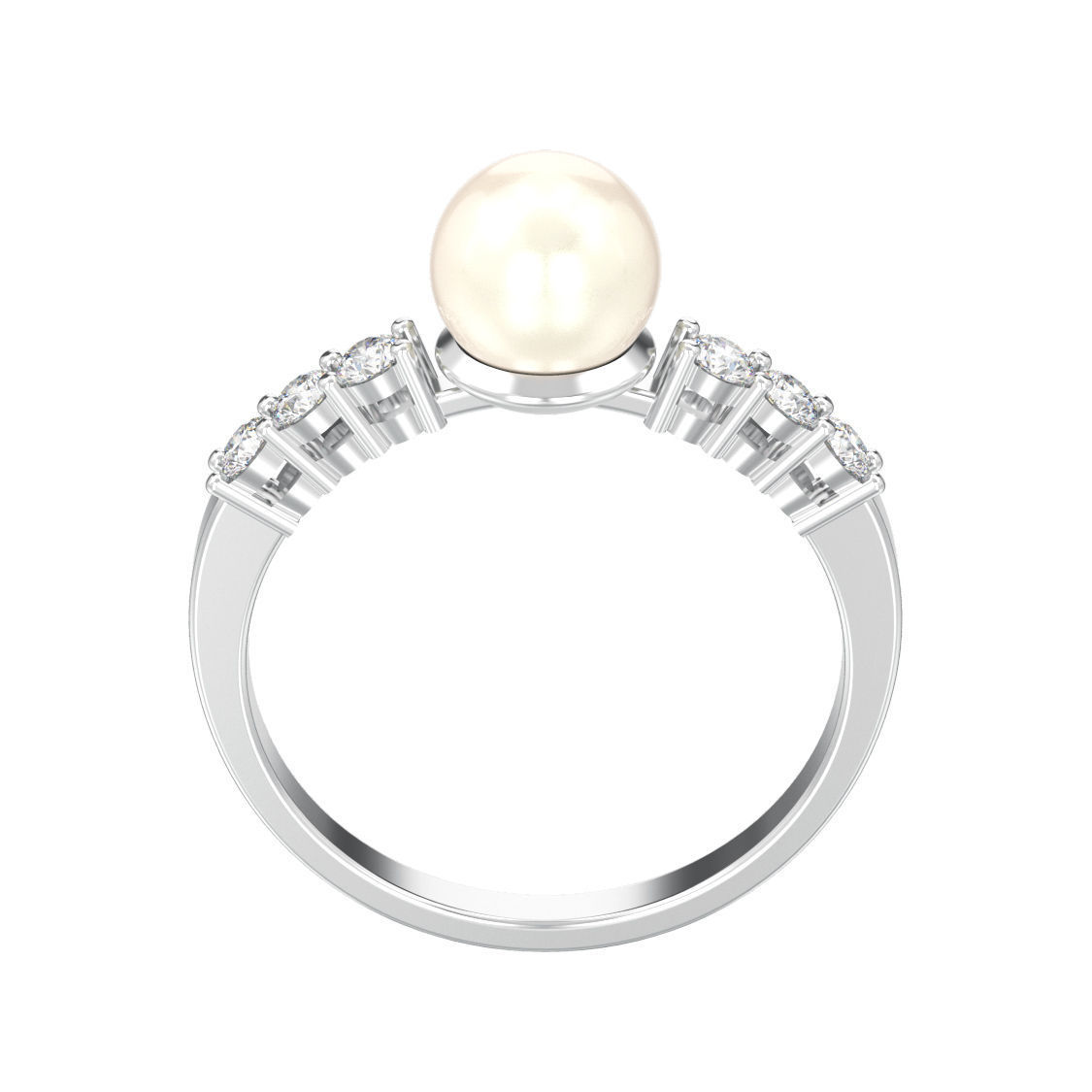 Classic diamond ring with pearl 3D print model_6