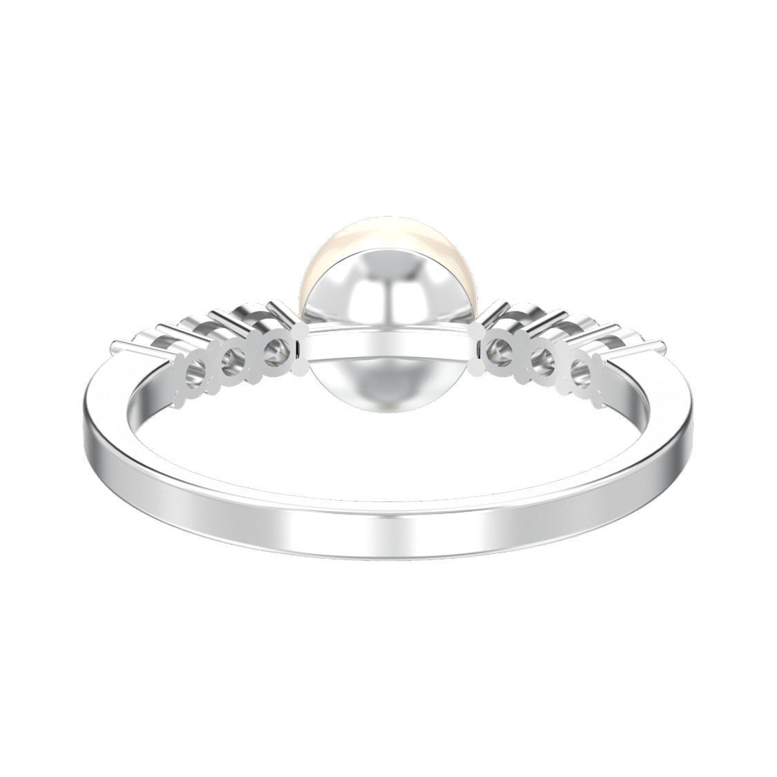 Classic diamond ring with pearl 3D print model_4