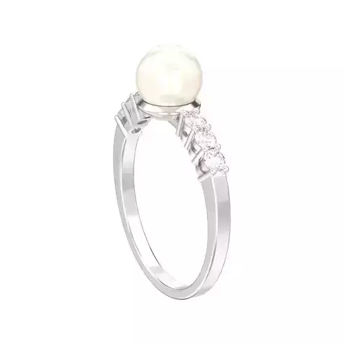Classic diamond ring with pearl