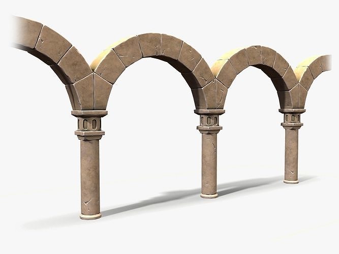 Stylized Colonnade Low-poly 3D model