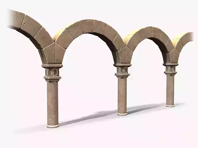 Stylized Colonnade Low-poly 3D model